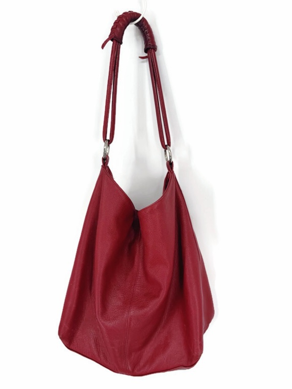 Express Design Studio Leather Hobo Bag Oxblood Red OS Woven Handle